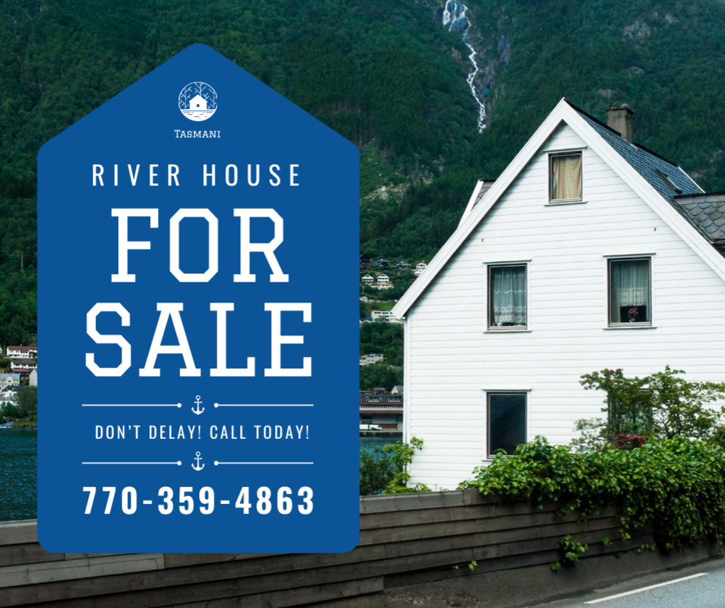 Szablon projektu Real Estate Ad House on River Bank Facebook