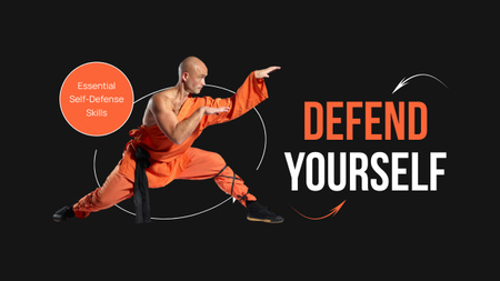 Learn Essential Self-Defence Skills Youtube Thumbnail Design Template