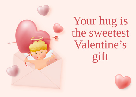 Valentine's Phrase with Cute Cupid and Heart Postcard 5x7in Design Template