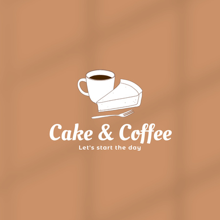 Cafe Emblem with Piece Of Cake and Coffee Logo 1080x1080px tervezősablon