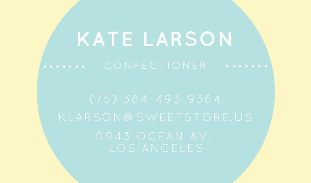 Confectioner Contacts with Circle Frame in Blue Business card Modelo de Design