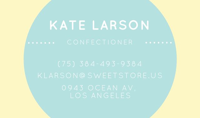 Template di design Confectioner Contacts with Circle Frame in Blue Business card
