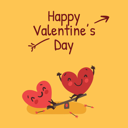 Happy Valentine's Day Hearts on seesaw Animated Post Design Template