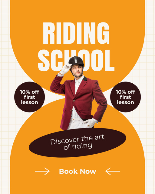 Platilla de diseño Exclusive Riding School Program With Discount Instagram Post Vertical