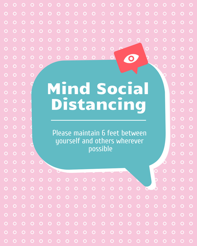 Social Distancing Awareness during Pandemic on Pink Pattern Poster 16x20in Tasarım Şablonu