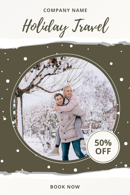 Happy Couple in Winter Garden Pinterest Design Template