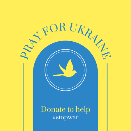 Holubice míru s frází Modlete se za Ukrajinu Instagram Šablona návrhu
