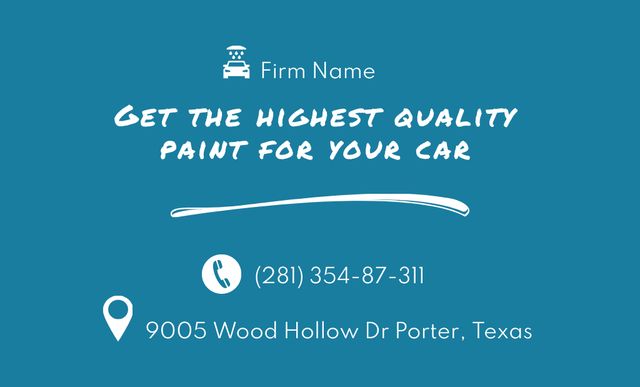 Car Painting Services Business Card 91x55mm Design Template