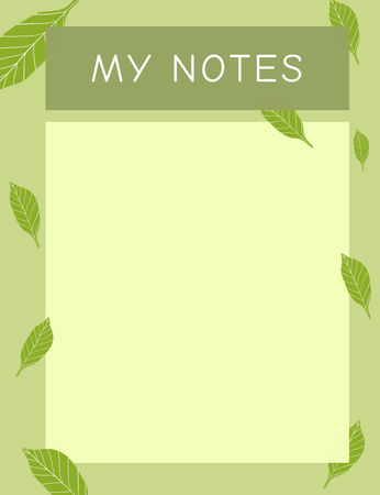 Blank Notes Page with Green Leaves Notepad 107x139mm – шаблон для дизайну