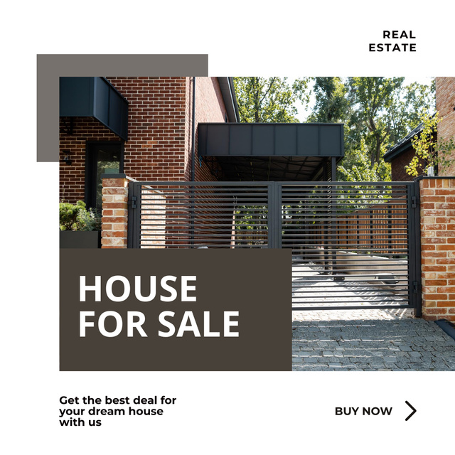 Brick House Sale Announcement In White Instagram Design Template