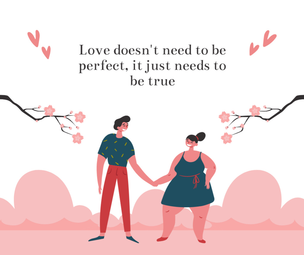 Modèle de visuel Quote about Love with Couple Holding Hands - Facebook