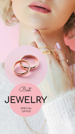 Jewelry Sale Woman in Fashionable Rings Instagram Story Design Template