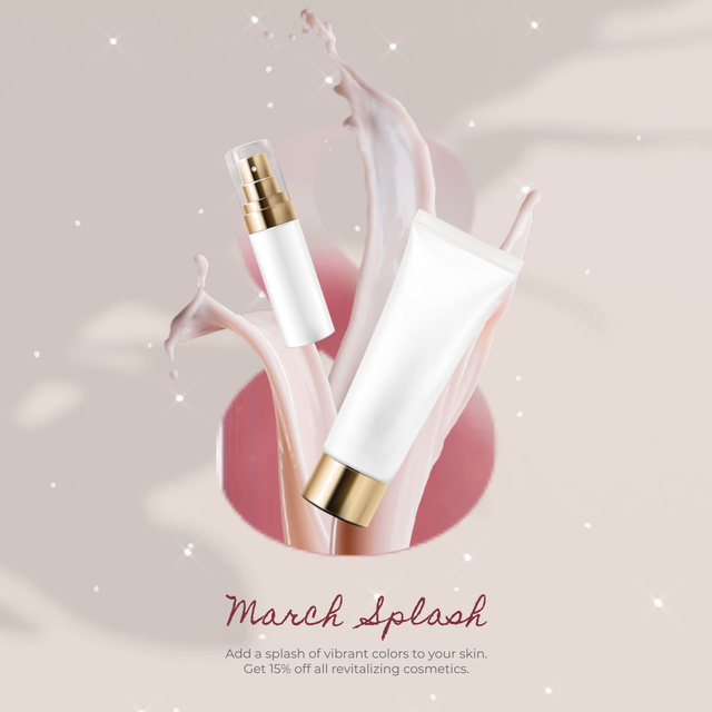 Spring Sale offer Skincare products on Women's Day Animated Post tervezősablon