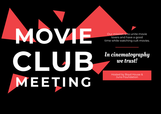 Movie Club Meeting Invitation Poster B2 Horizontal Design Template