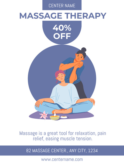 Massage Therapy Center Advertisement with Women Poster US Design Template