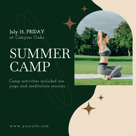 Ontwerpsjabloon van Instagram van Yoga Summer Camp Ad