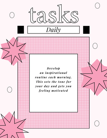 Daily Tasks Planning with Pink Abstract Stars Notepad 8.5x11in tervezősablon