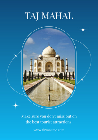 Tour to Taj Mahal Poster 28x40in Design Template