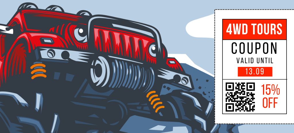 Plantilla de diseño de Extreme Off-Road Trips Ad with SUV Coupon 3.75x8.25in 