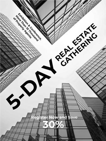 Real Estate Conference announcement Glass Skyscrapers Poster US Design Template