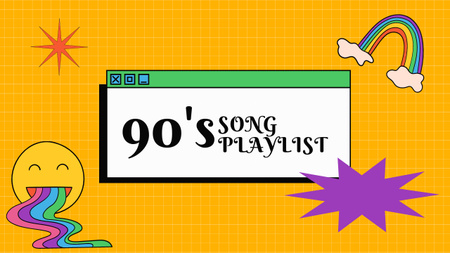 Song Playlist with Cute Funny Doodles Youtube Thumbnail Design Template