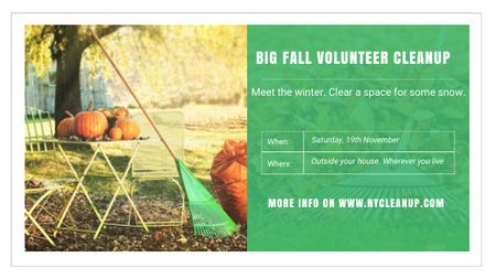 Volunteer Cleanup Announcement Autumn Garden with Pumpkins Title Tasarım Şablonu