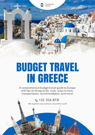 Travel Tour in Greece Poster Design Template