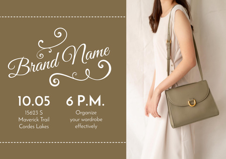Fashion Event Announcement with Stylish Female Bag Flyer A5 Horizontal Design Template