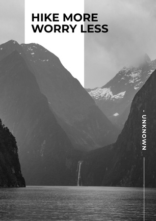Platilla de diseño Inspirational and Motivational Phrase with Mountains Landscape Poster A3
