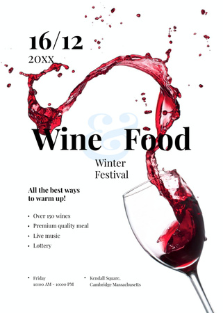 Plantilla de diseño de Pouring red wine in glass at Food Festival Invitation 