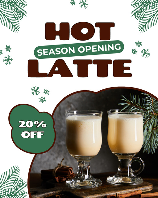 Designvorlage Seasonal Hot Latte At Discounted Rates Offer für Instagram Post Vertical