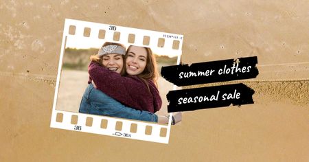 Platilla de diseño Happy Girls hugging on Beach Facebook AD