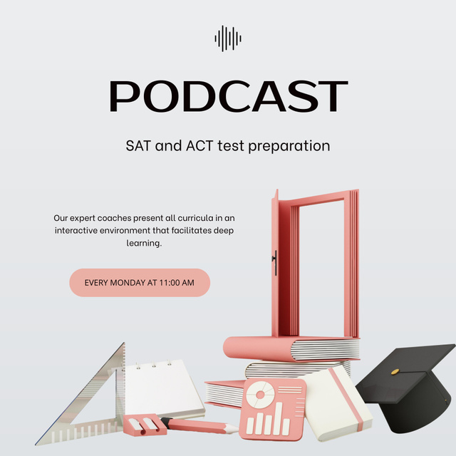 Talk Show Episode Topic About Tutoring And Test Preparation Podcast Cover tervezősablon