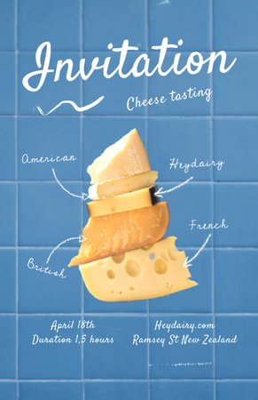 Variety Of Cheese Tasting Event Invitation 5.5x8.5in – шаблон для дизайна