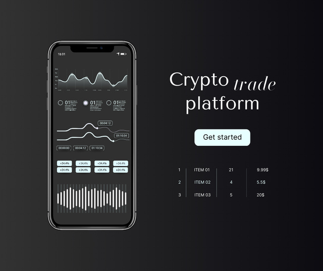Plantilla de diseño de Crypto trade platform on Phone screen Facebook 