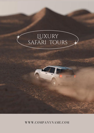 Luxury Safari Tours Offer with Sand Dunes Postcard 5x7in Vertical Design Template