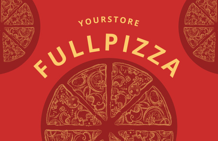 Pizzeria Emblem on Red Business Card 85x55mm Design Template