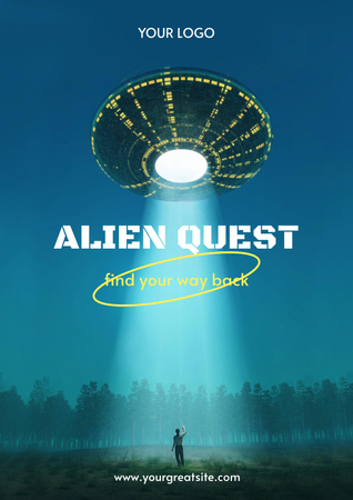 Ontwerpsjabloon van Poster van feestaankondiging met grappige aliens