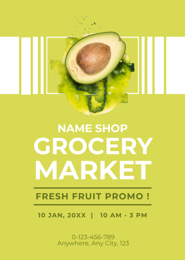 Fresh Avocado Promo In Groceries Flayer Modelo de Design