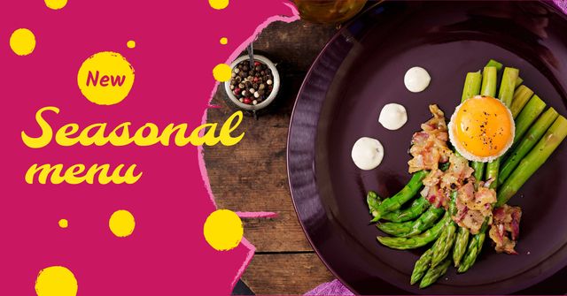 Seasonal Menu offer with green asparagus Facebook ADデザインテンプレート