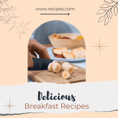 Breakfast Recipes with Bananas  Instagram Design Template