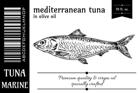 Ontwerpsjabloon van Label van Mediterrane Tonijn van Premium Kwaliteit