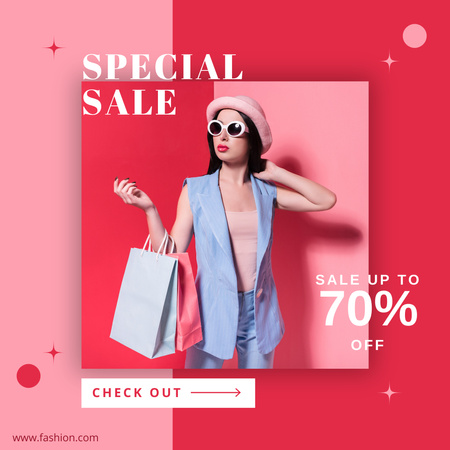 Special Sale of Goods with Woman Carrying Bags Instagram Design Template