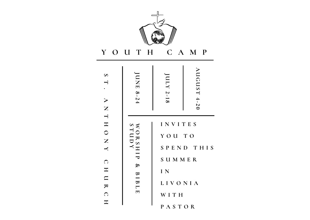 Ontwerpsjabloon van Postcard van Youth religion camp Promotion in white