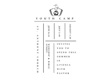 Plantilla de diseño de Campamento de religión juvenil Promoción en blanco Postcard 