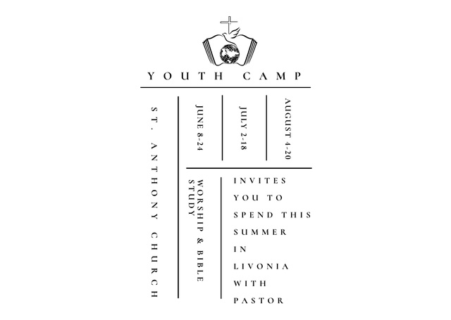 Youth religion camp Promotion in white Postcard Šablona návrhu