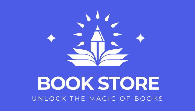 Unlock the Magic of Books in Bookstore Business Card US Πρότυπο σχεδίασης