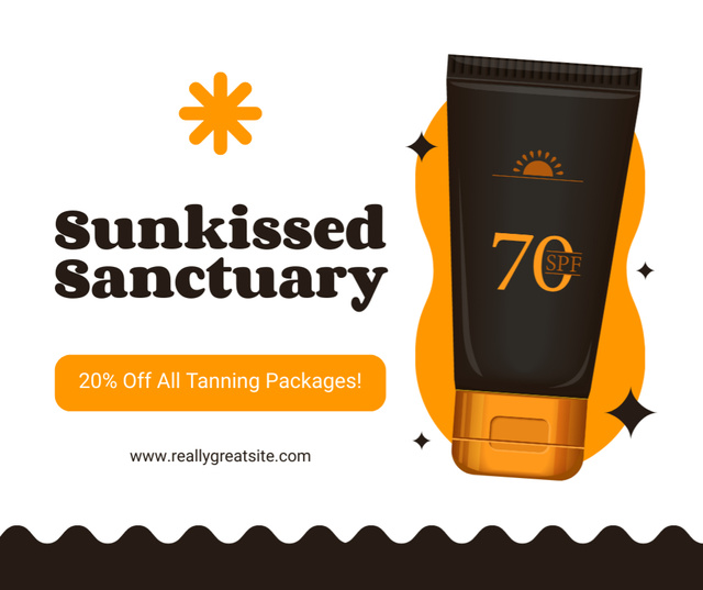 Discount on All Packages and Cosmetics at Tanning Salon Facebook Design Template