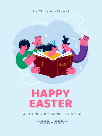 Cute Easter Holiday Greeting Poster US tervezősablon