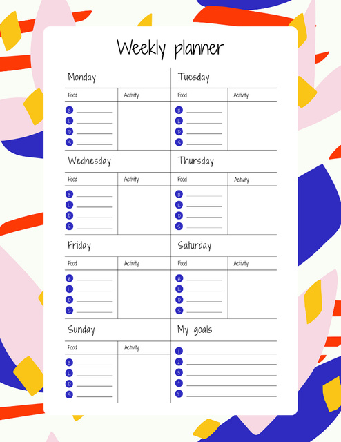 Modèle de visuel Weekly Planner on Colourful Pattern - Notepad 8.5x11in